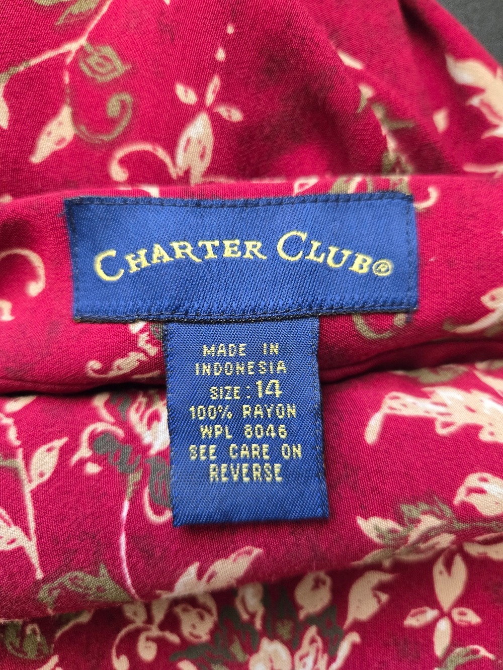 CHARTER CLUB WRAP MAXI SKIRT WOMEN BURGUNDY FLORAL PRINT 90's Y2K SZ 14 - Picture 8 of 9